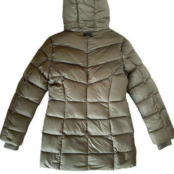 PAJAR CANADA Goose Down Puffer Coat with Fox Fur Hood Military Green Medium NWT - Picture 6 of 16